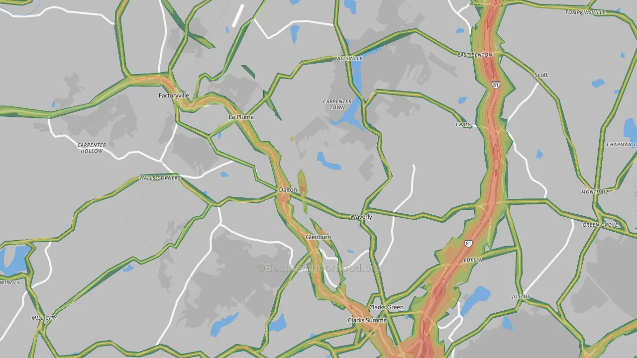 Dalton, PA Map of Noise Levels in Dalton
