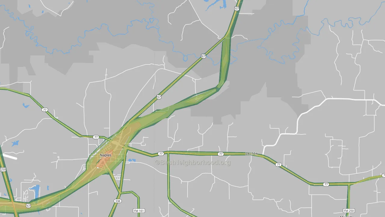 Dalton, TX Map of Noise Levels in Dalton