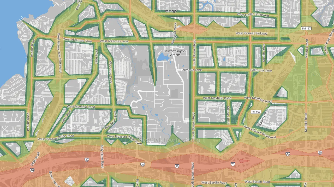 Dalworthington Gardens, TX Map of Noise Levels in Dalworthington Gardens