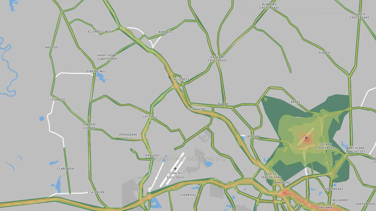 Dalzell, SC Map of Noise Levels in Dalzell