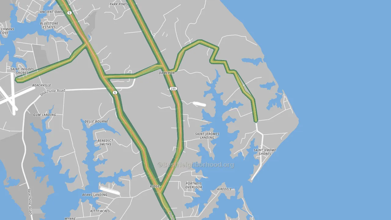 Dameron, MD Map of Noise Levels in Dameron