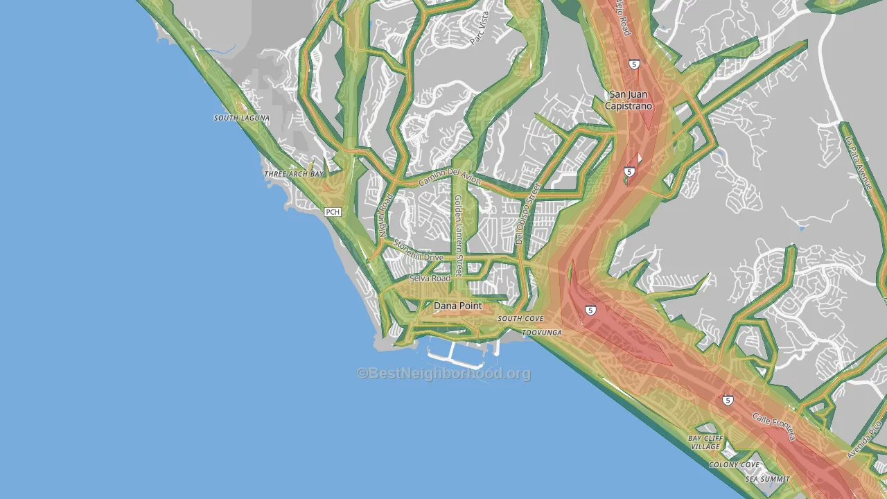 Dana Point, CA Map of Noise Levels in Dana Point