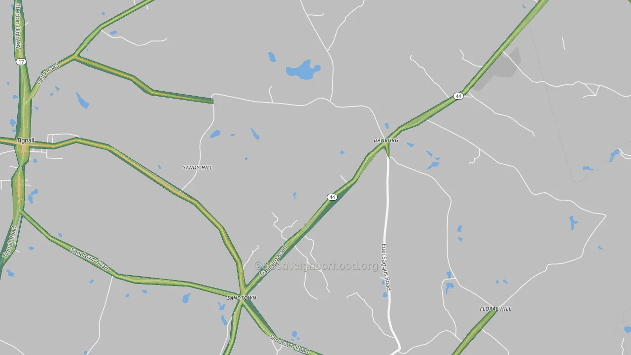Danburg, GA Map of Noise Levels in Danburg