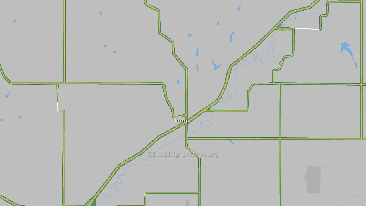 Danbury, IA Map of Noise Levels in Danbury