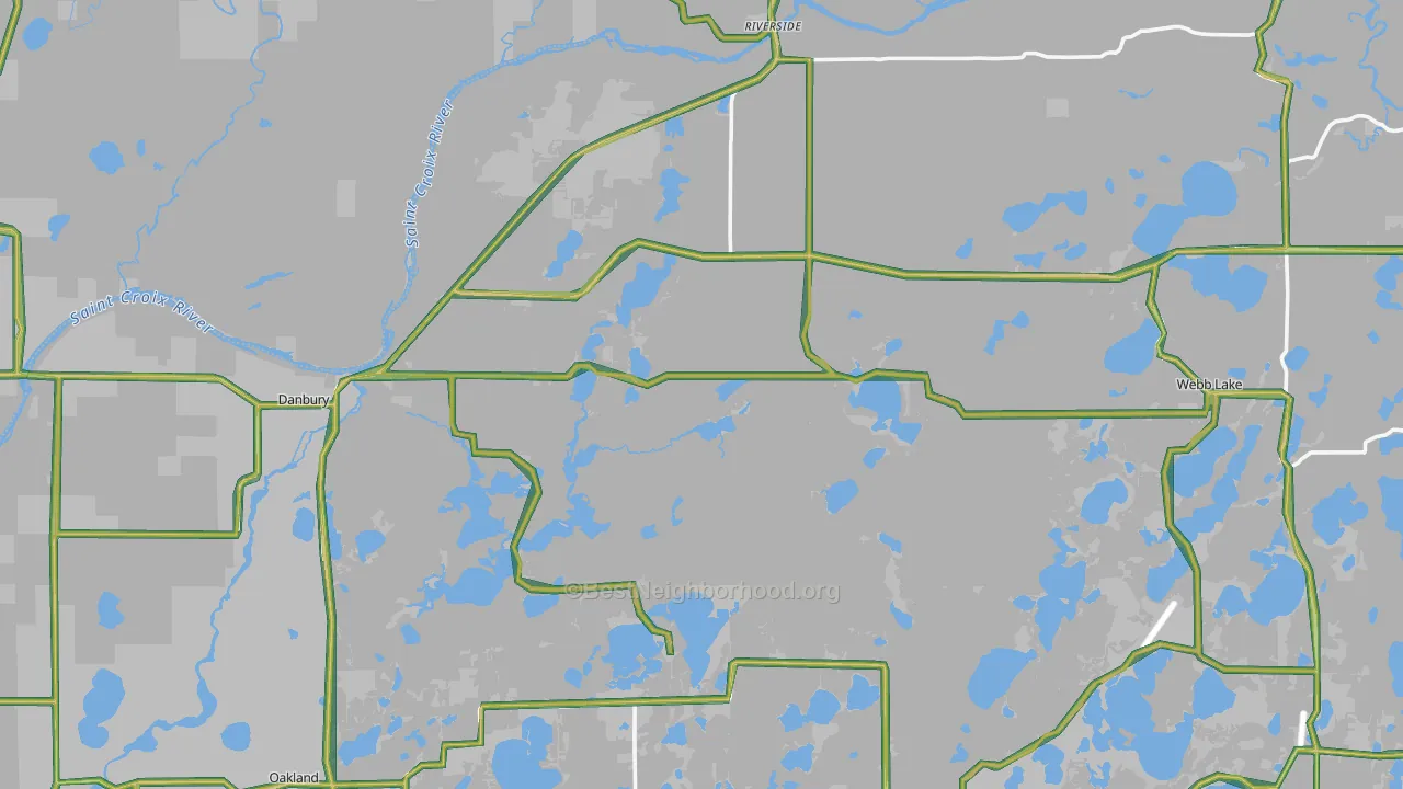Danbury, WI Map of Noise Levels in Danbury