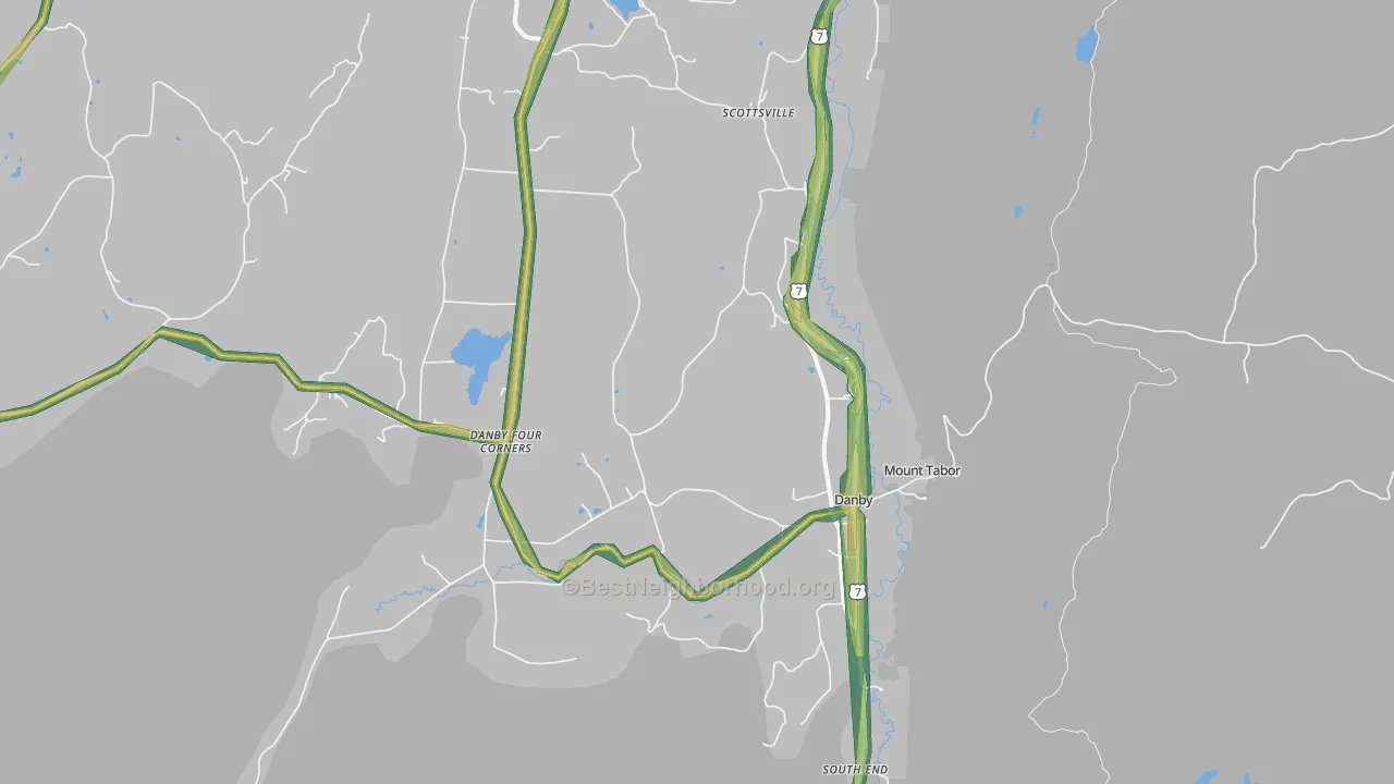 Danby, VT Map of Noise Levels in Danby