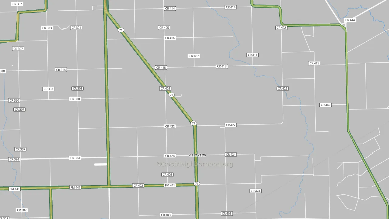 Danevang, TX Map of Noise Levels in Danevang