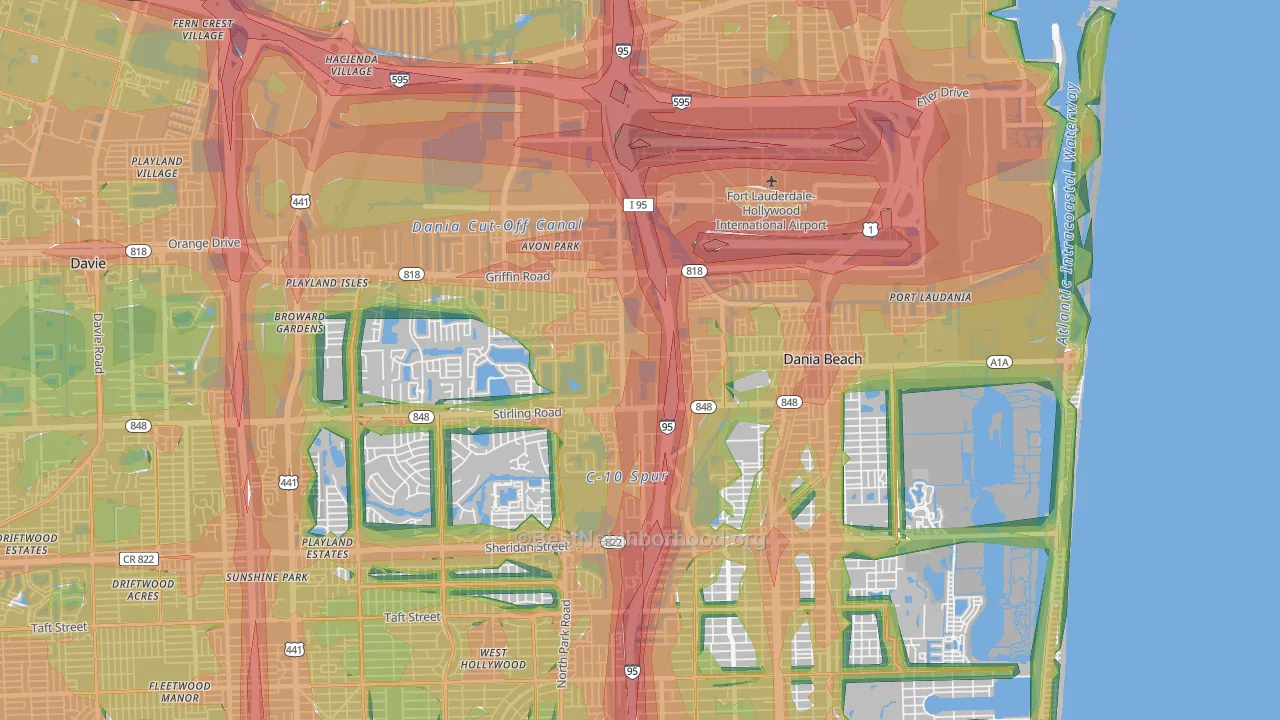 Dania Beach, FL Map of Noise Levels in Dania Beach