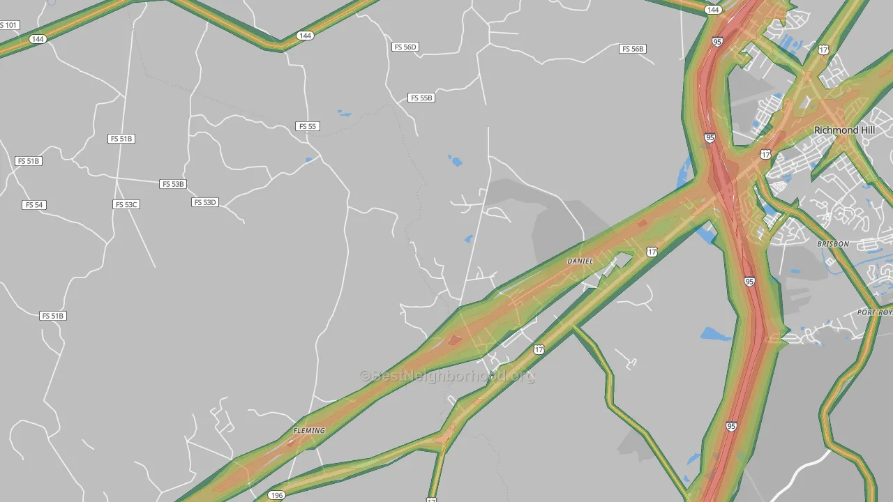 Daniel, GA Map of Noise Levels in Daniel
