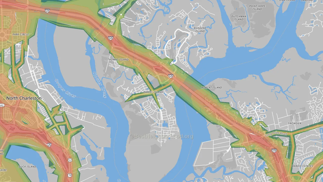 Daniel Island, Charleston, SC Map of Noise Levels in Daniel Island