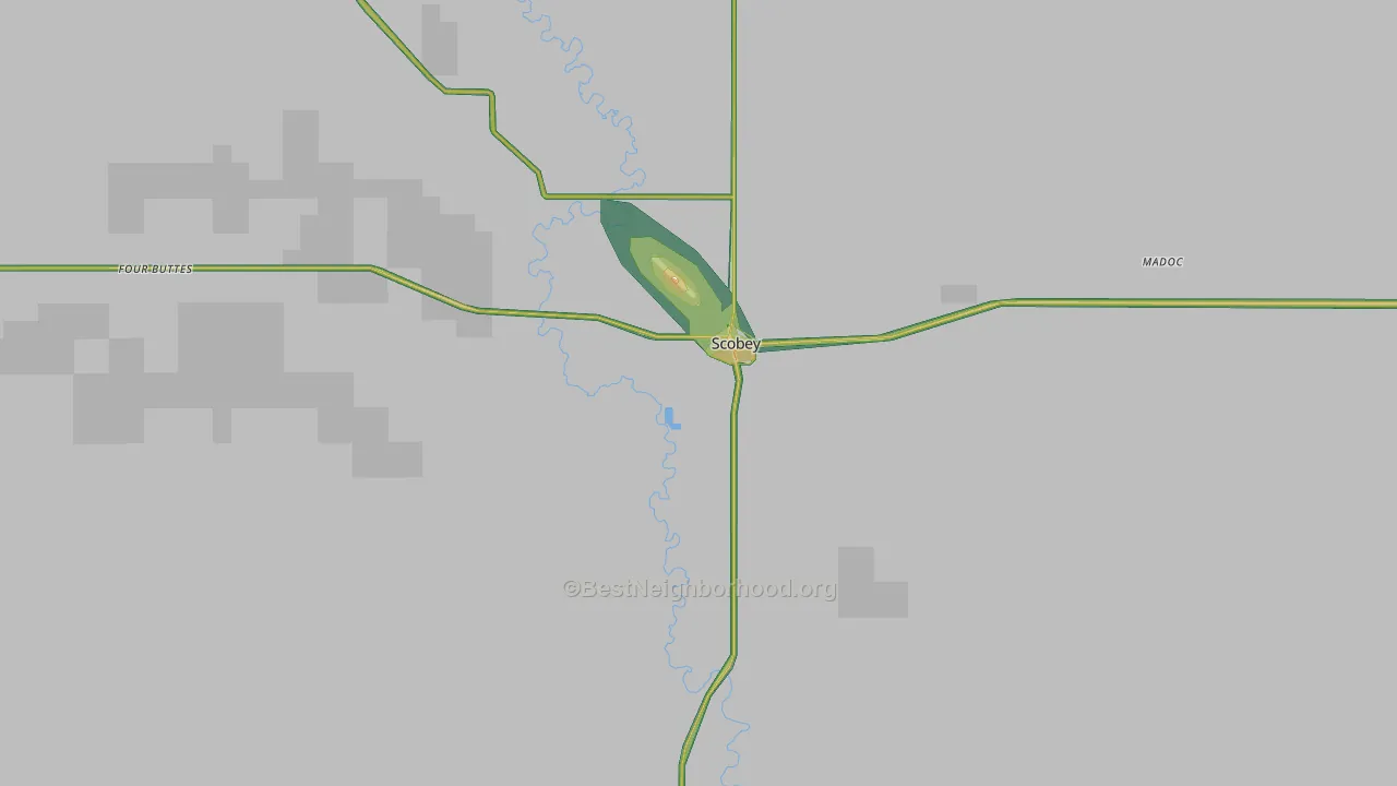 Daniels County, MT Map of Noise Levels in Daniels County