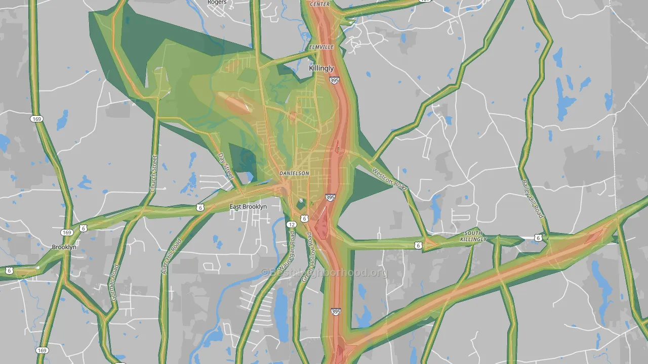 Danielson, CT Map of Noise Levels in Danielson