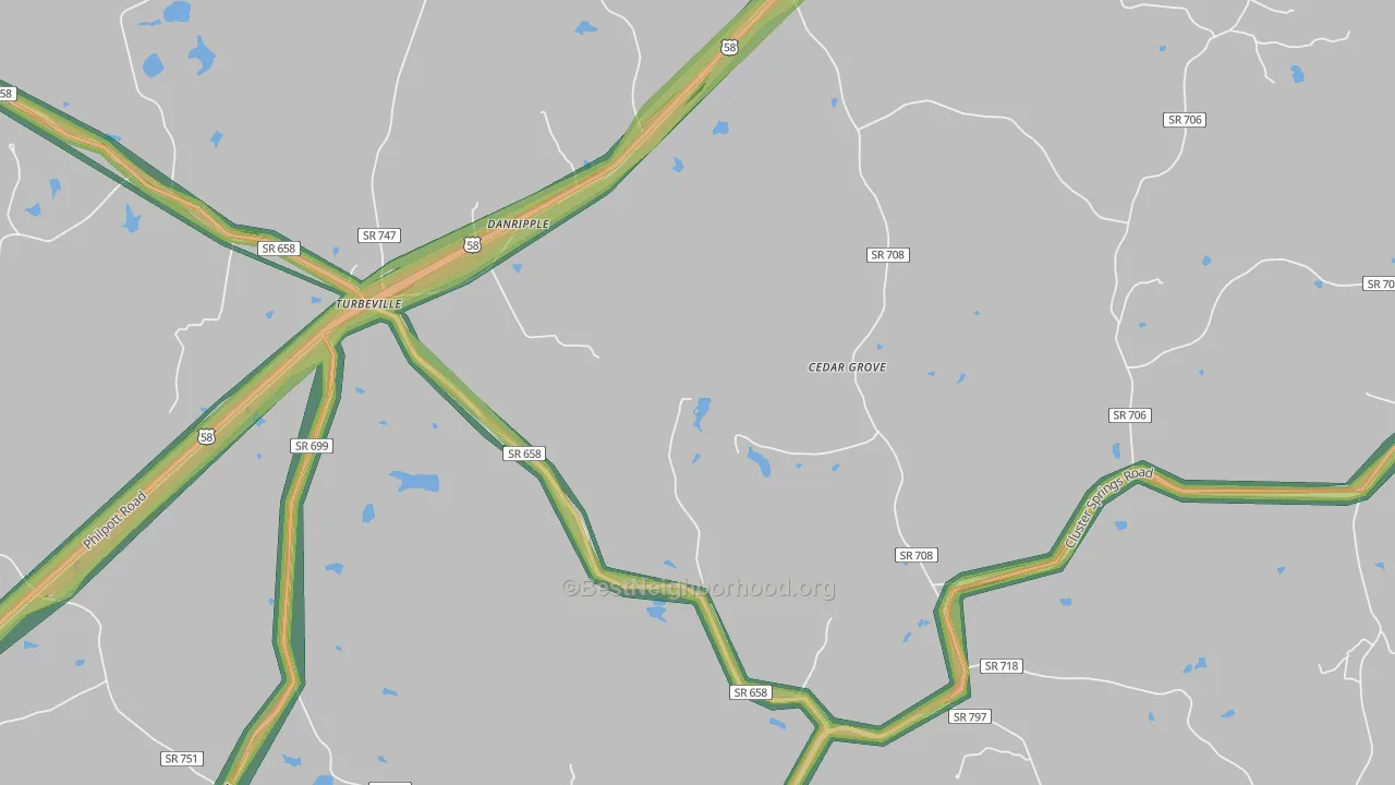 Danripple, VA Map of Noise Levels in Danripple