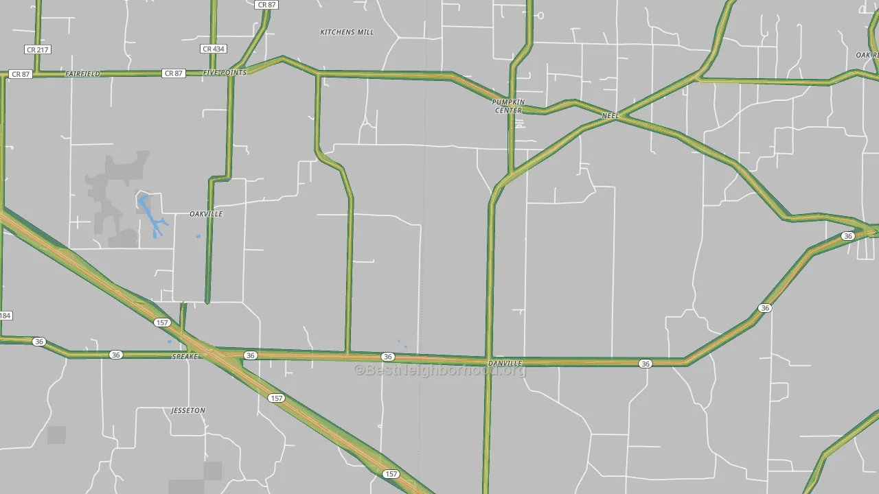Danville, AL Map of Noise Levels in Danville