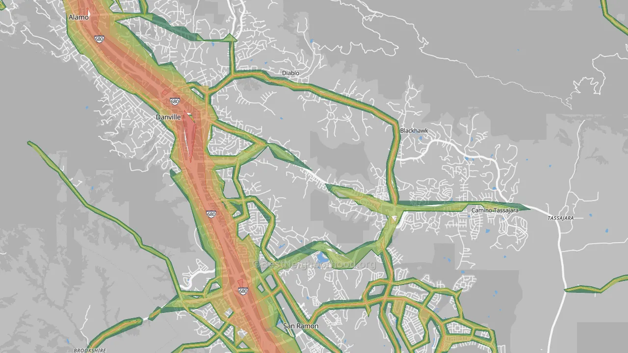 Danville, CA Map of Noise Levels in Danville