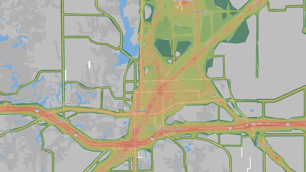 Danville, IL Map of Noise Levels in Danville