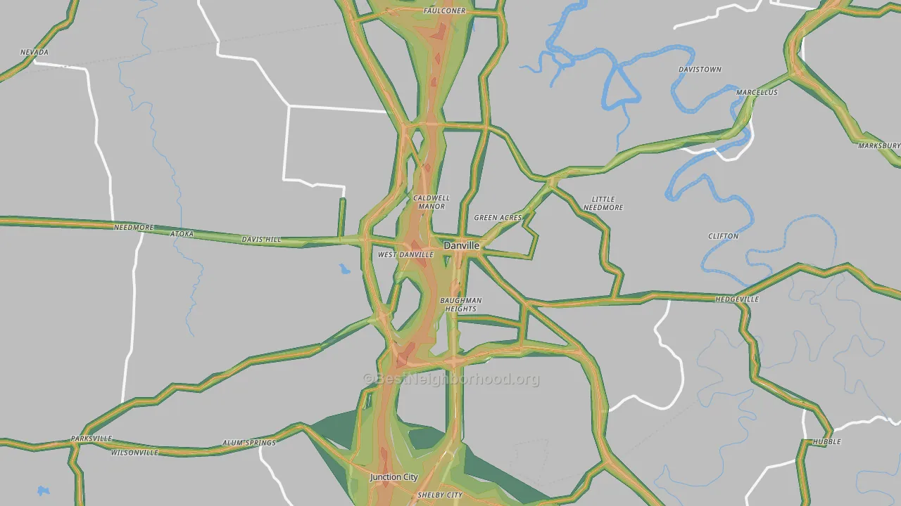 Danville, KY Map of Noise Levels in Danville