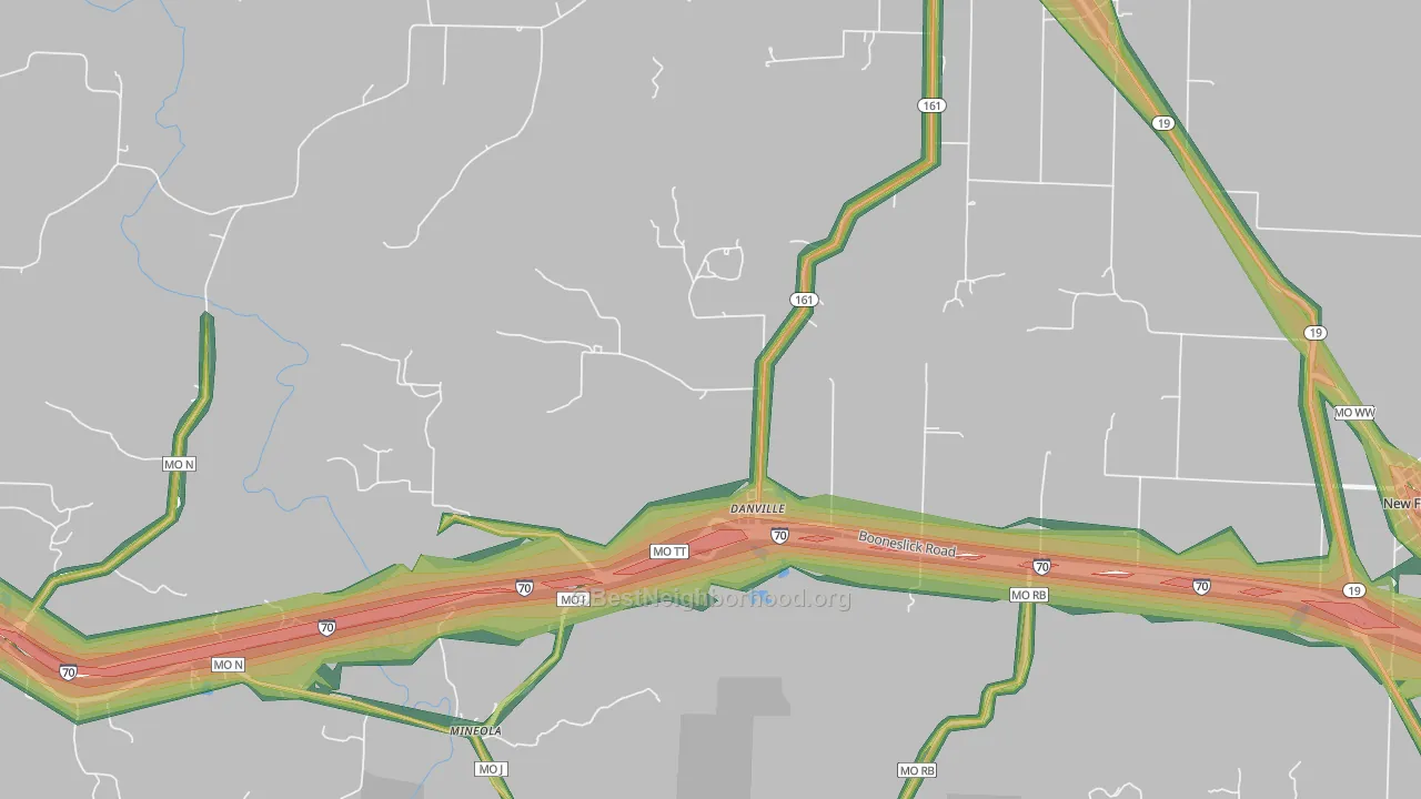 Danville, MO Map of Noise Levels in Danville