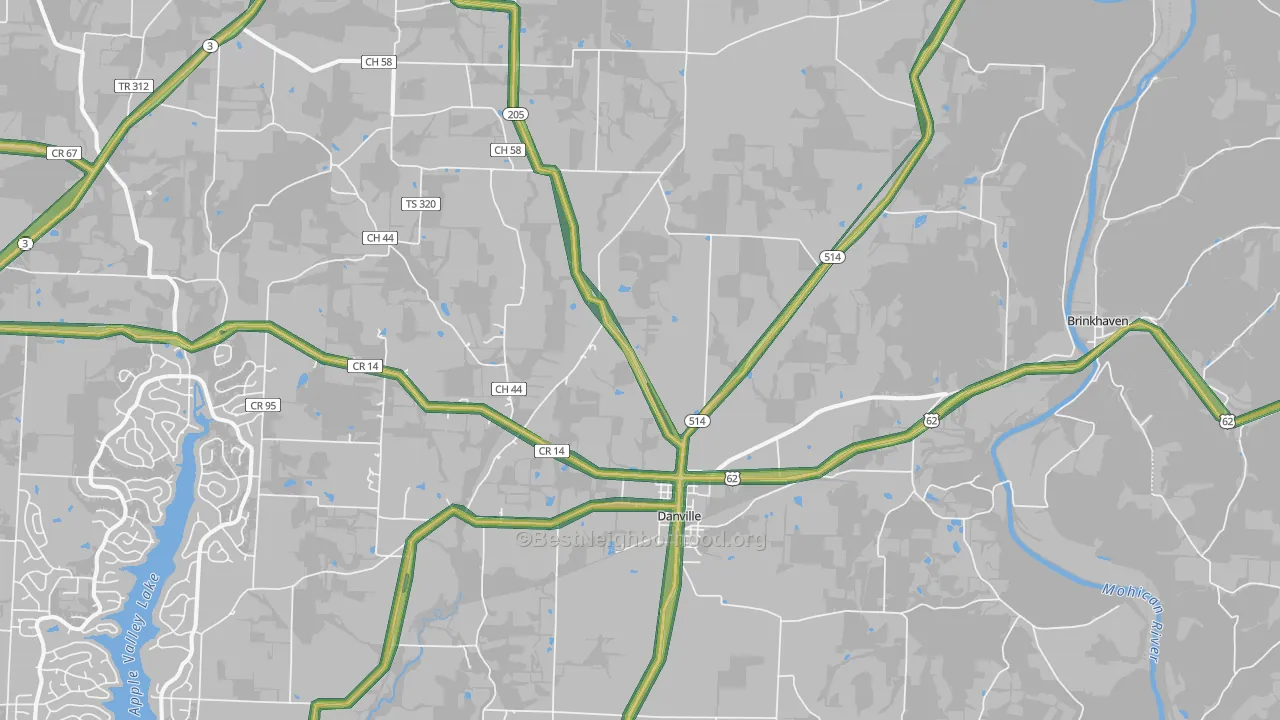 Danville, OH Map of Noise Levels in Danville