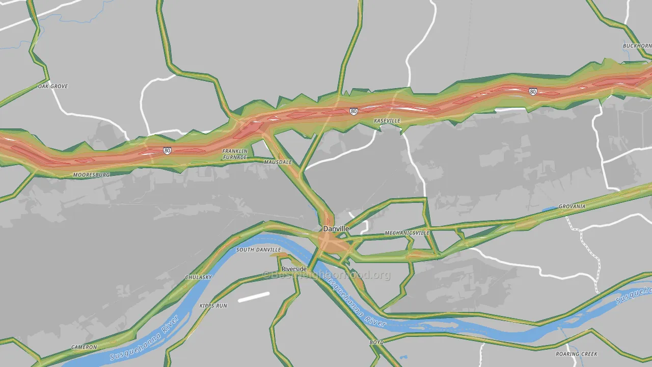 Danville, PA Map of Noise Levels in Danville