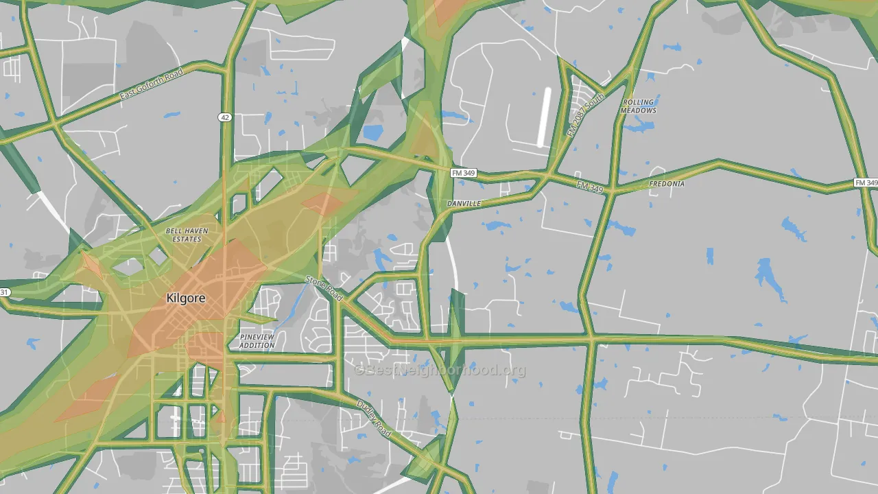 Danville, TX Map of Noise Levels in Danville