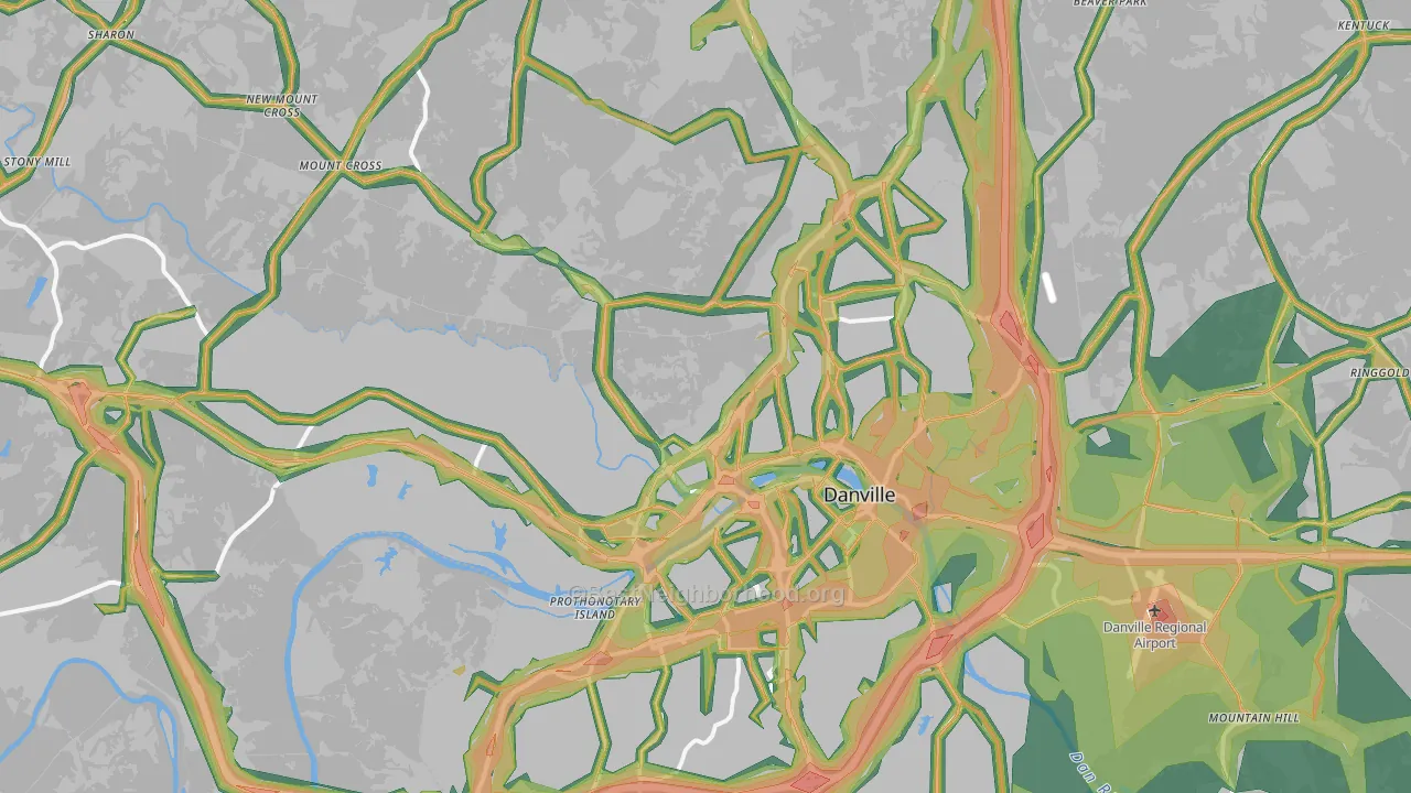 Danville, VA Map of Noise Levels in Danville