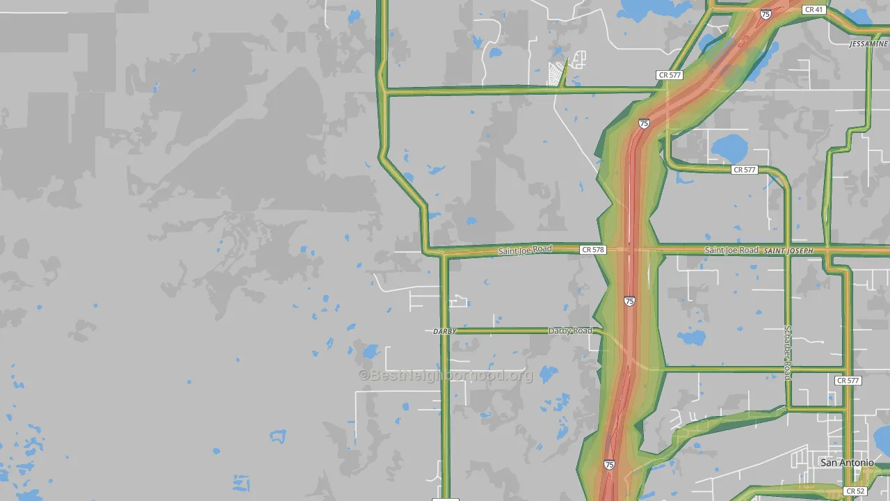 Darby, FL Map of Noise Levels in Darby