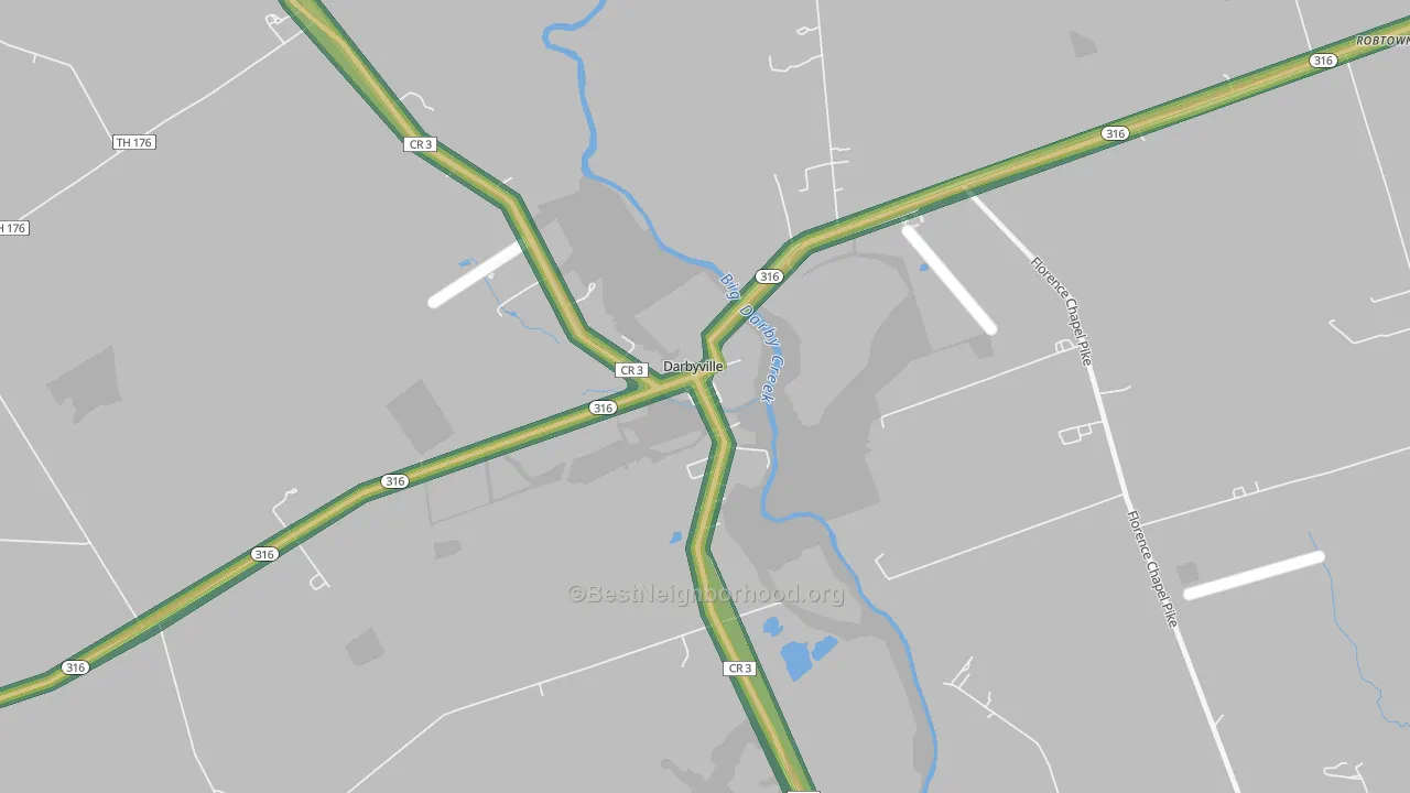 Darbyville, OH Map of Noise Levels in Darbyville