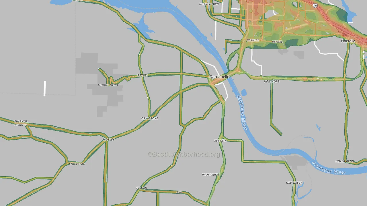 Dardanelle, AR Map of Noise Levels in Dardanelle