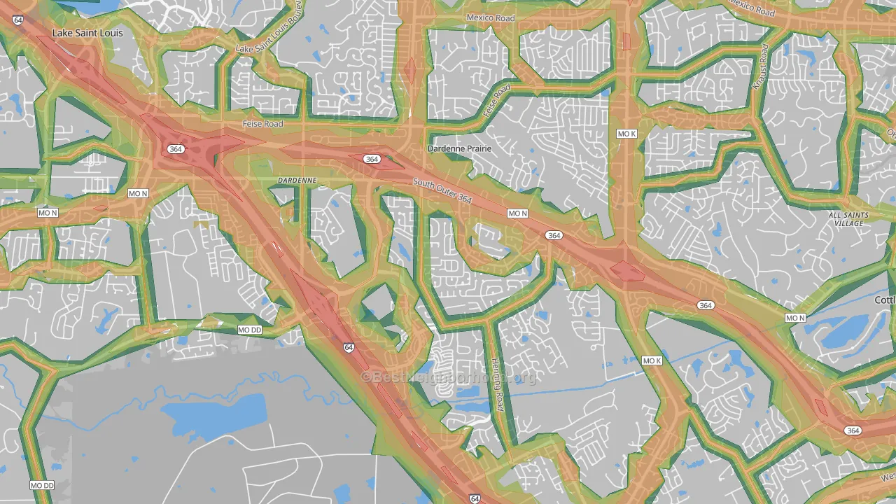Dardenne Prairie, MO Map of Noise Levels in Dardenne Prairie