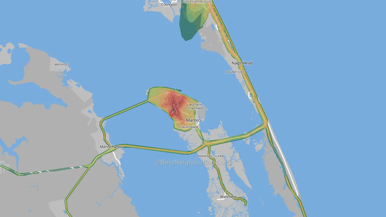 Dare County, NC Map of Noise Levels in Dare County