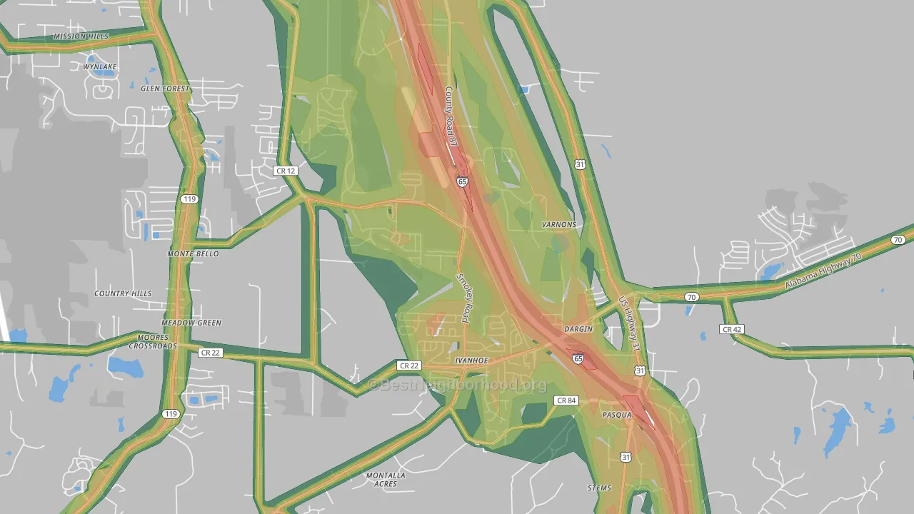 Dargin, AL Map of Noise Levels in Dargin
