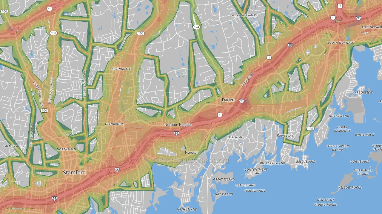 Darien, CT Map of Noise Levels in Darien