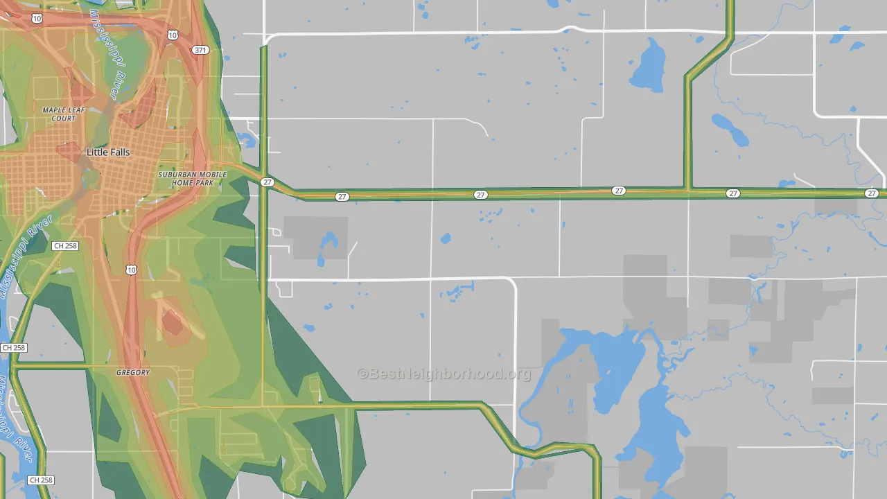 Darling, MN Map of Noise Levels in Darling