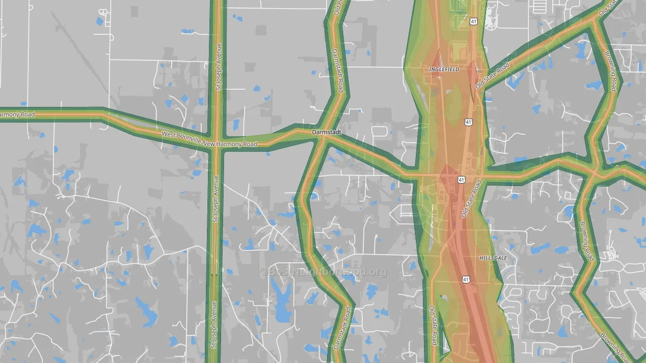 Darmstadt, IN Map of Noise Levels in Darmstadt