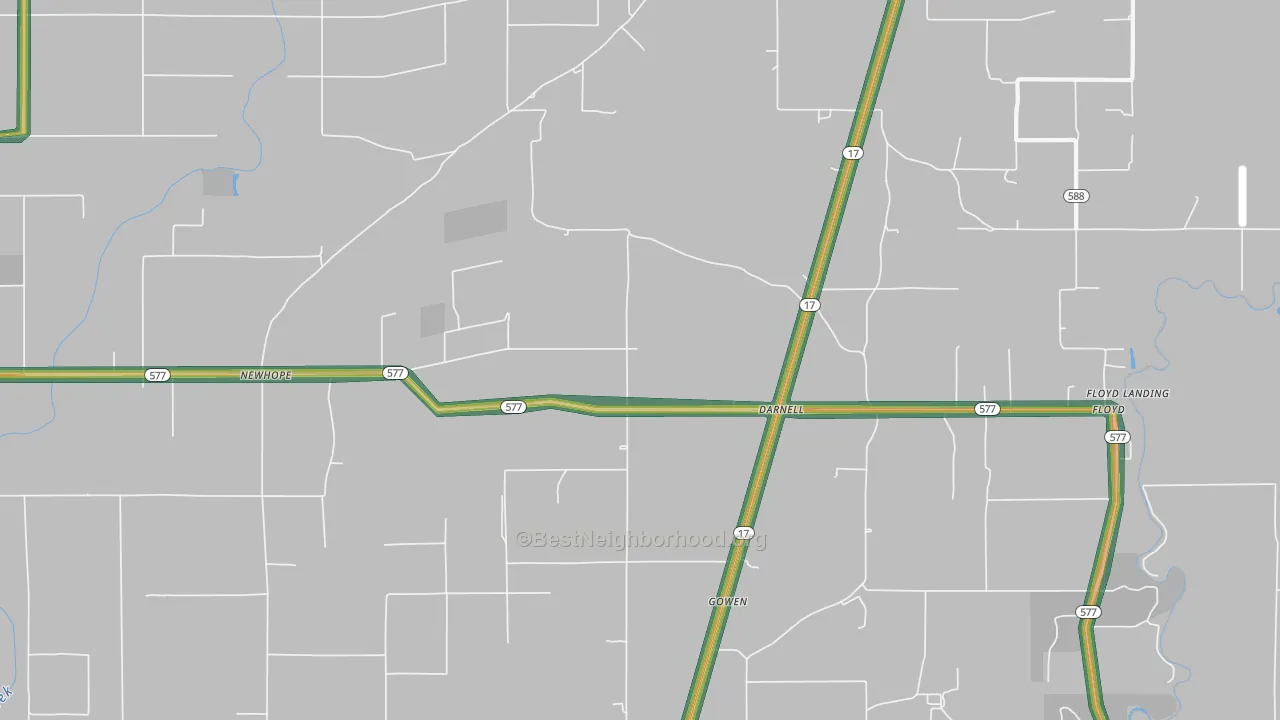 Darnell, LA Map of Noise Levels in Darnell