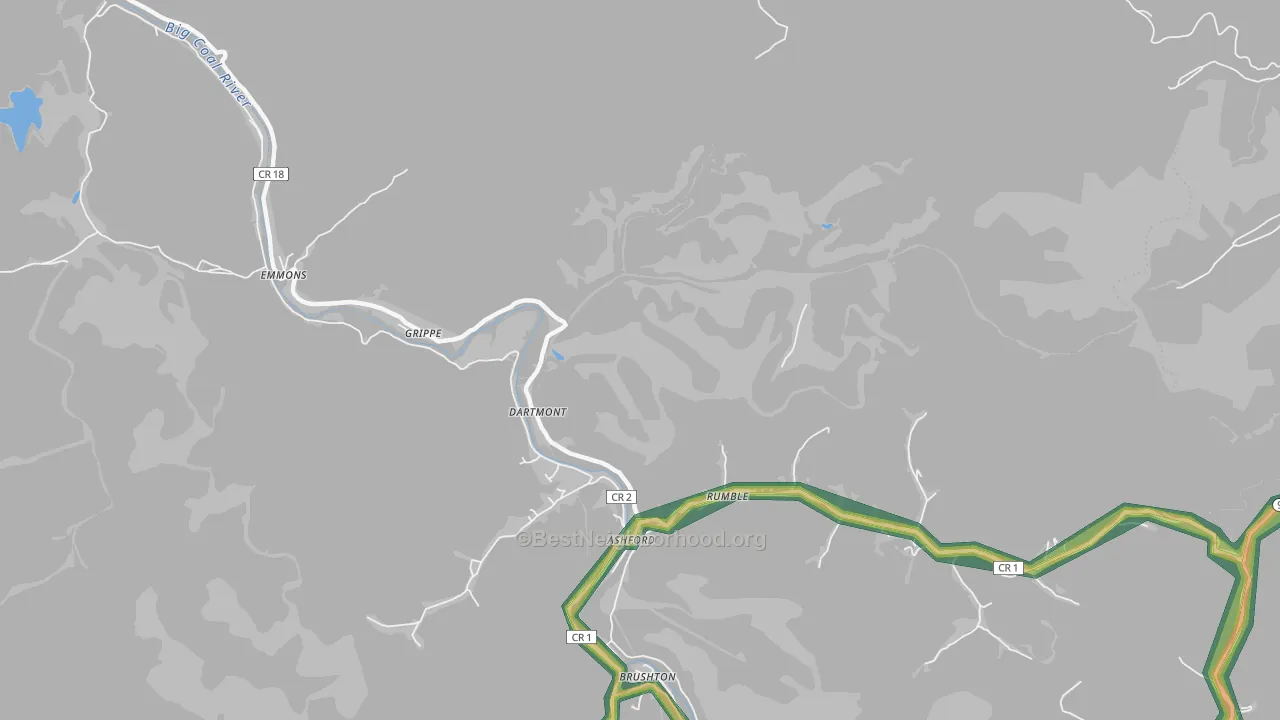 Dartmont, WV Map of Noise Levels in Dartmont