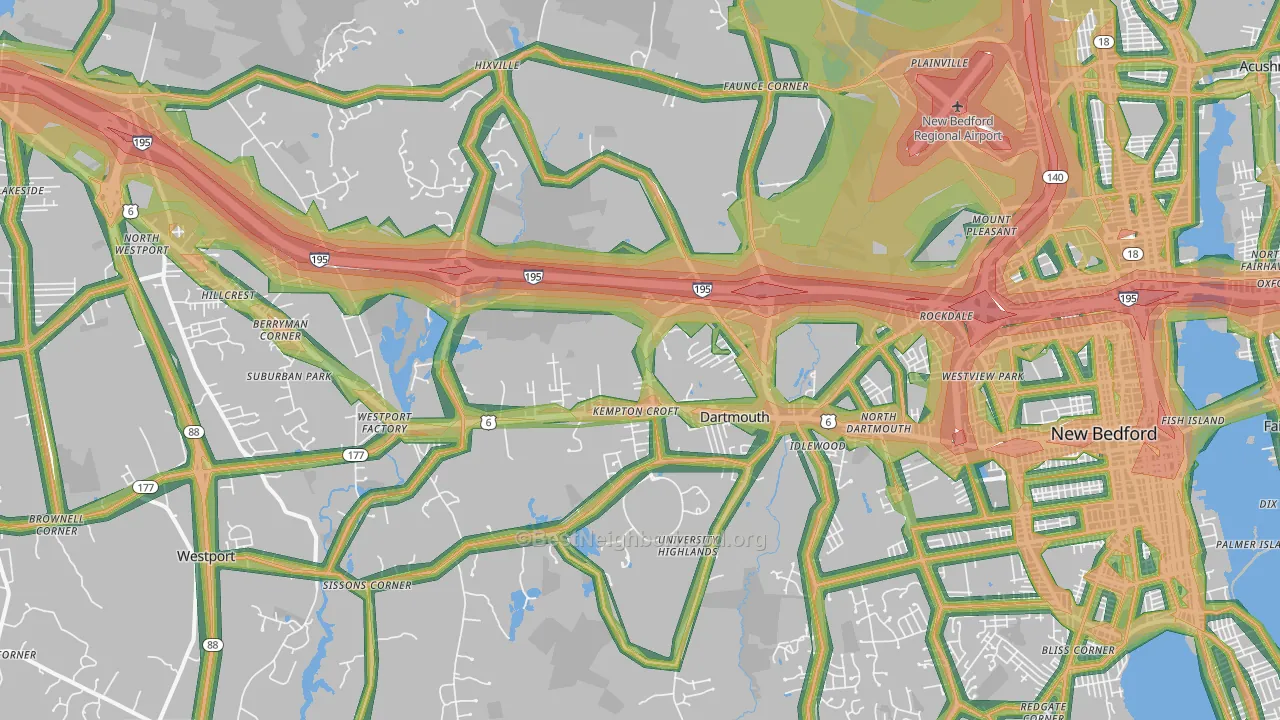 Dartmouth, MA Map of Noise Levels in Dartmouth