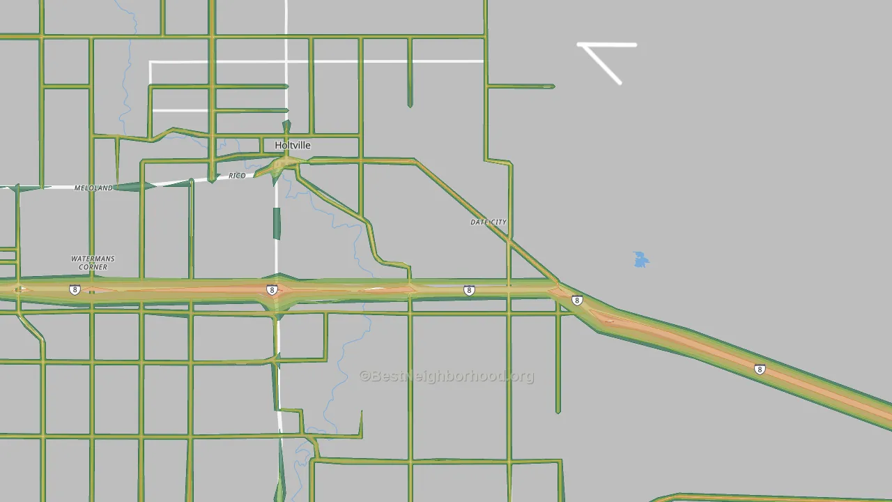 Date City, CA Map of Noise Levels in Date City