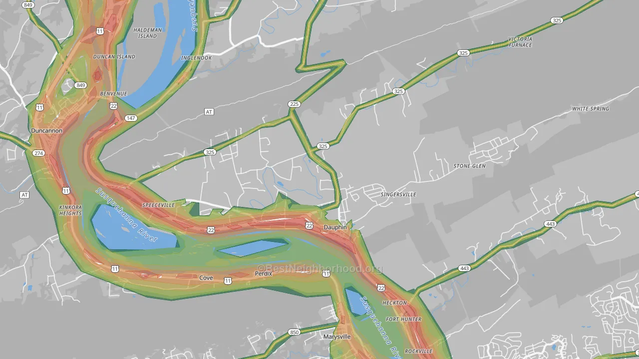 Dauphin, PA Map of Noise Levels in Dauphin