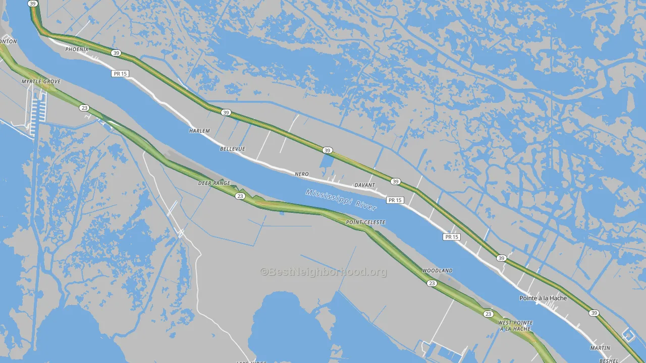 Davant, LA Map of Noise Levels in Davant