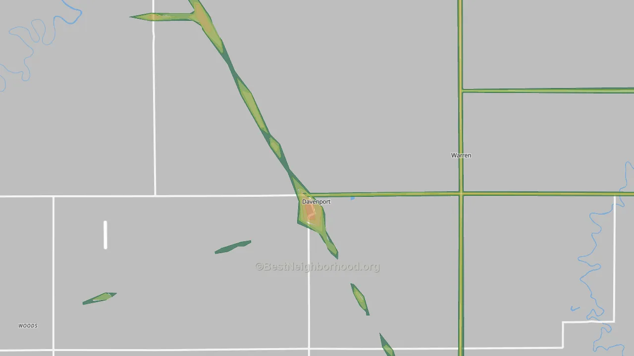 Davenport, ND Map of Noise Levels in Davenport