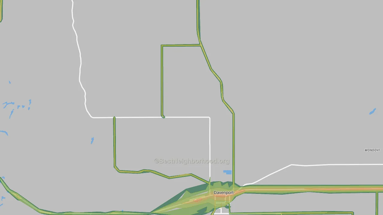 Davenport, WA Map of Noise Levels in Davenport