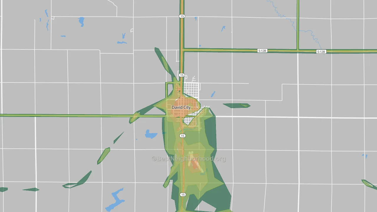 David City, NE Map of Noise Levels in David City