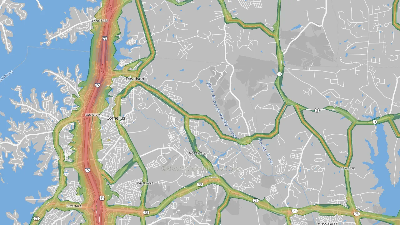 Davidson, NC Map of Noise Levels in Davidson