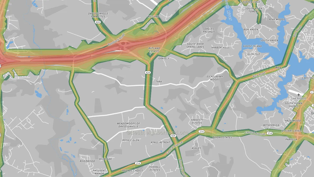 Davidsonville, MD Map of Noise Levels in Davidsonville