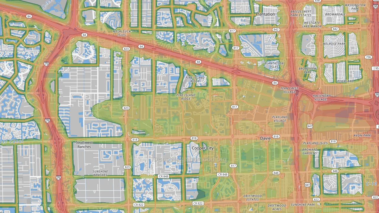 Davie, FL Map of Noise Levels in Davie