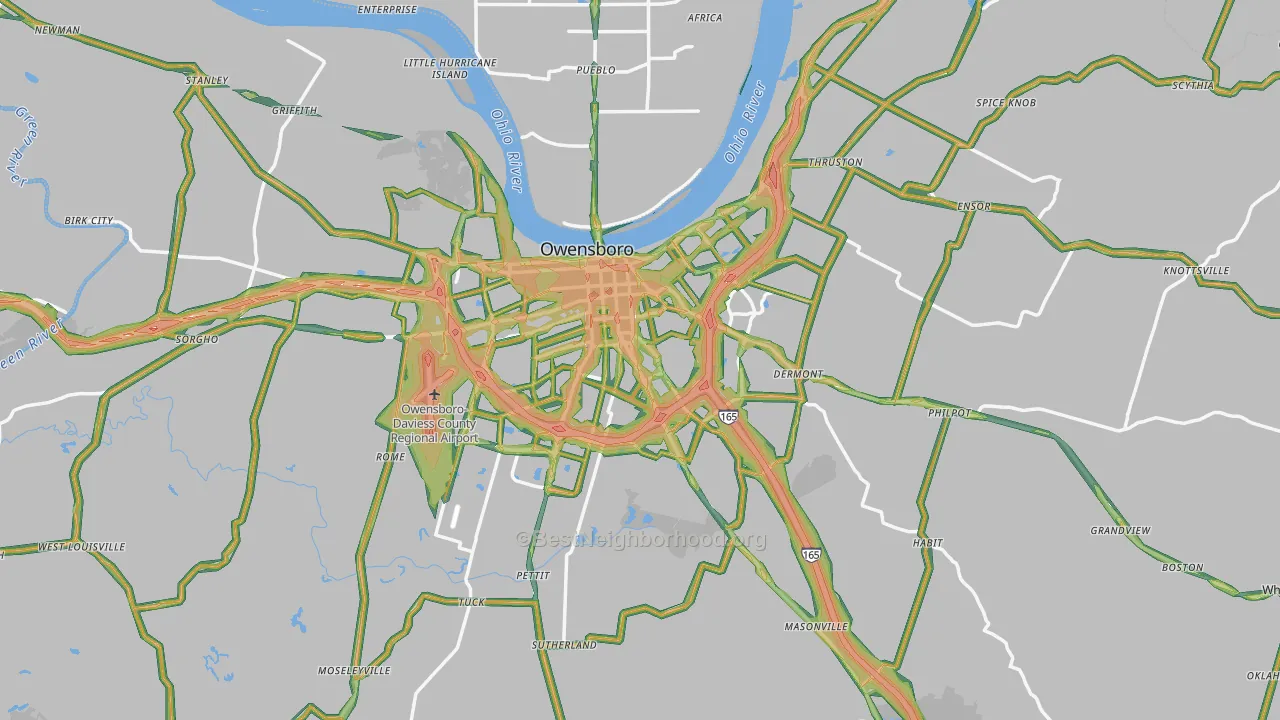 Daviess County, KY Map of Noise Levels in Daviess County