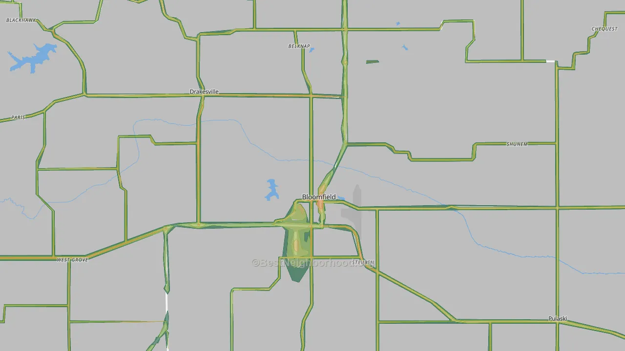 Davis County, IA Map of Noise Levels in Davis County