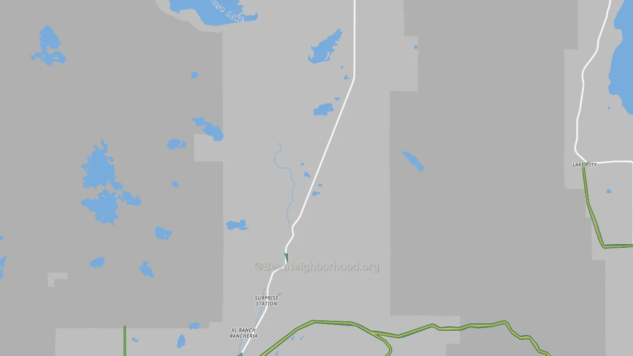 Davis Creek, CA Map of Noise Levels in Davis Creek